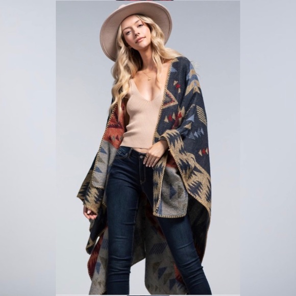 Aztec Tribal Western Blanket Cardigan - Picture 5 of 12